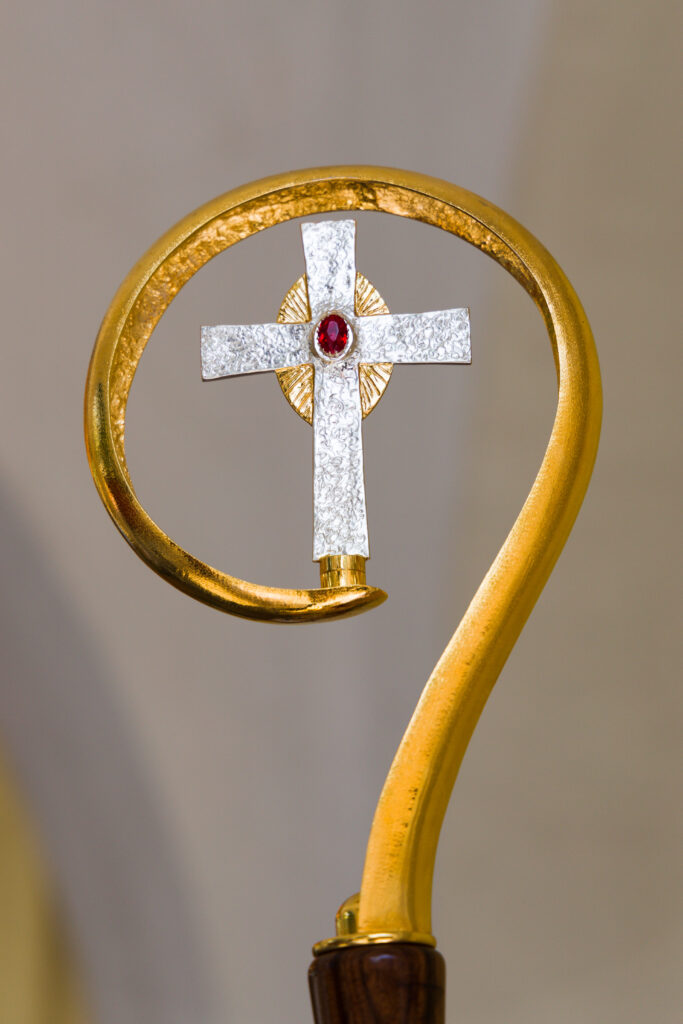 Golden,Cross,At,The,End,Of,The,Episcopal,Staff.
